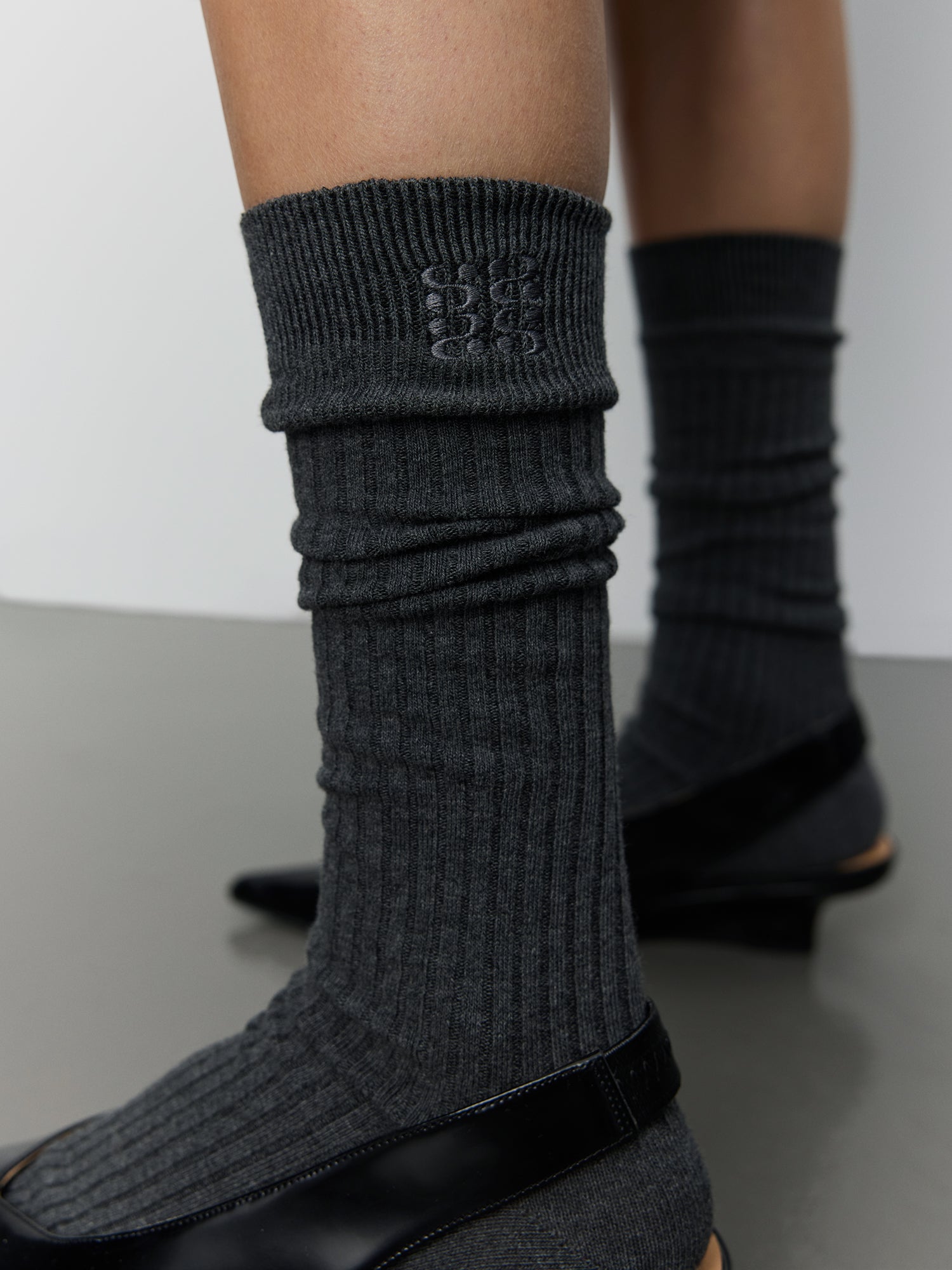 Sofie Schnoor WOMEN BEATHA KNEE SOCK Strømper 8011 Dark grey melange