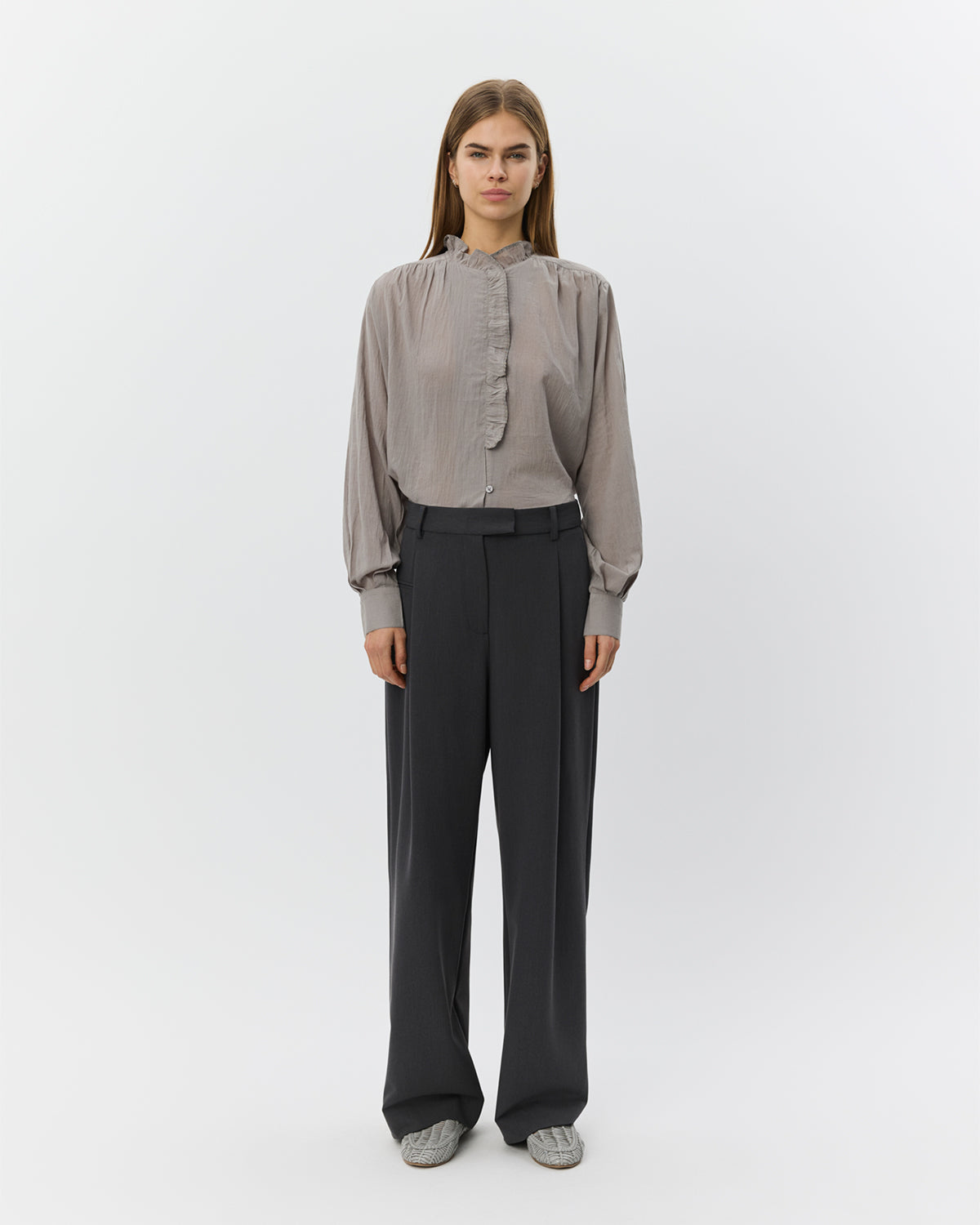 Sofie Schnoor WOMEN EDNASW SKJORTE MED FLÆSE Skjorte 8052 Stone Grey