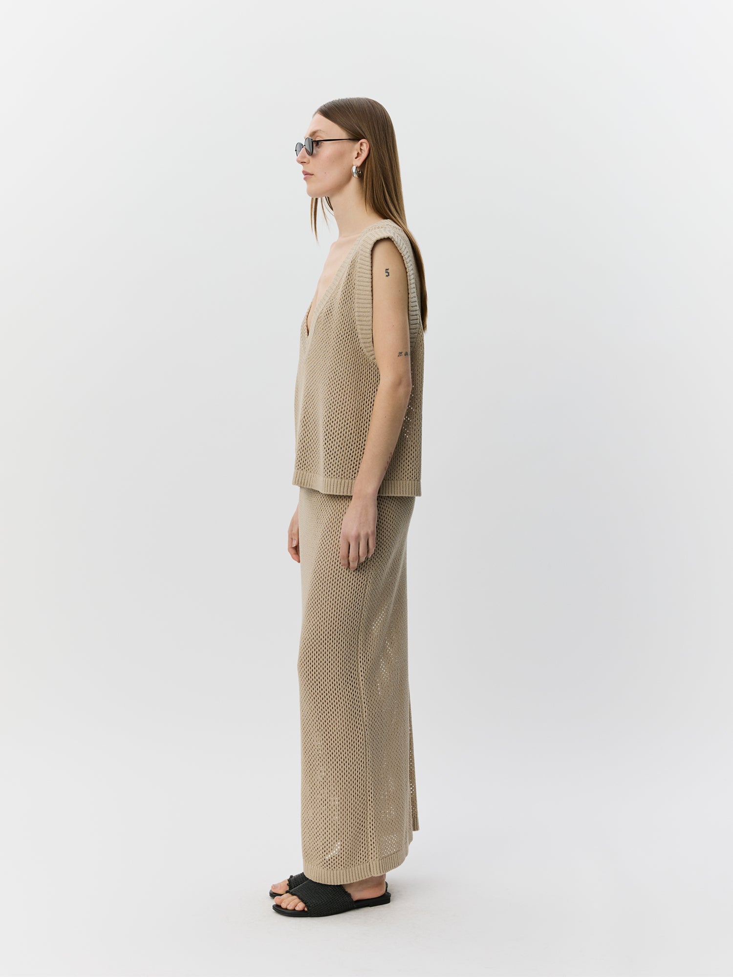 Sofie Schnoor WOMEN ELADASW STRIK MAXI NEDERDEL Nederdel 8058 Feather Gray