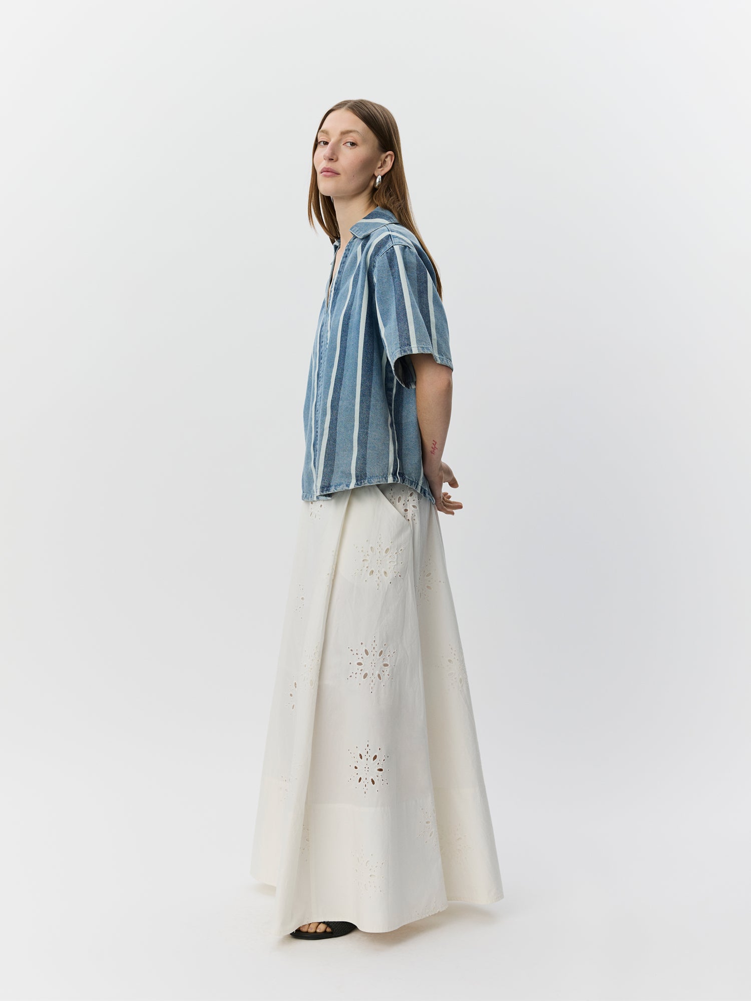 Sofie Schnoor WOMEN MAKISW STRIPET DENIM SKJORTE Skjorte 5123 Blue denim Stripe
