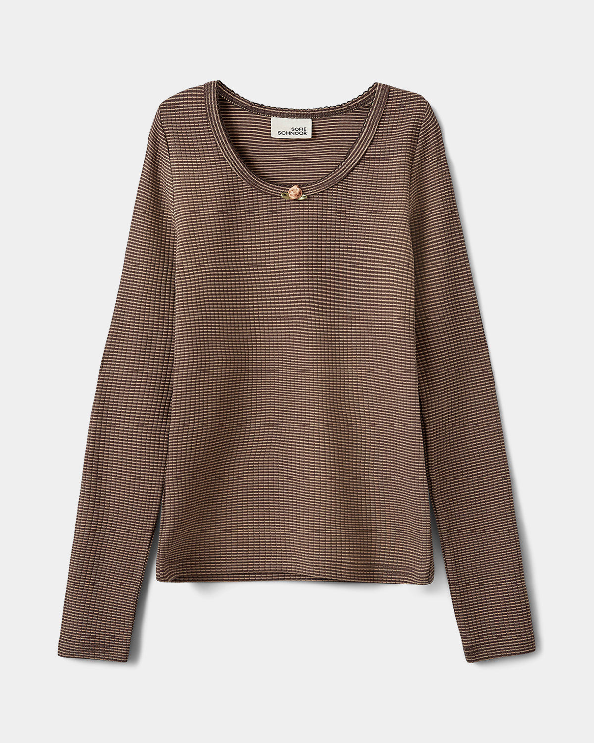 Sofie Schnoor YOUNG PETRICIASY T-SHIRT LANGE ÆRMER T-shirt 7113 Brown Striped