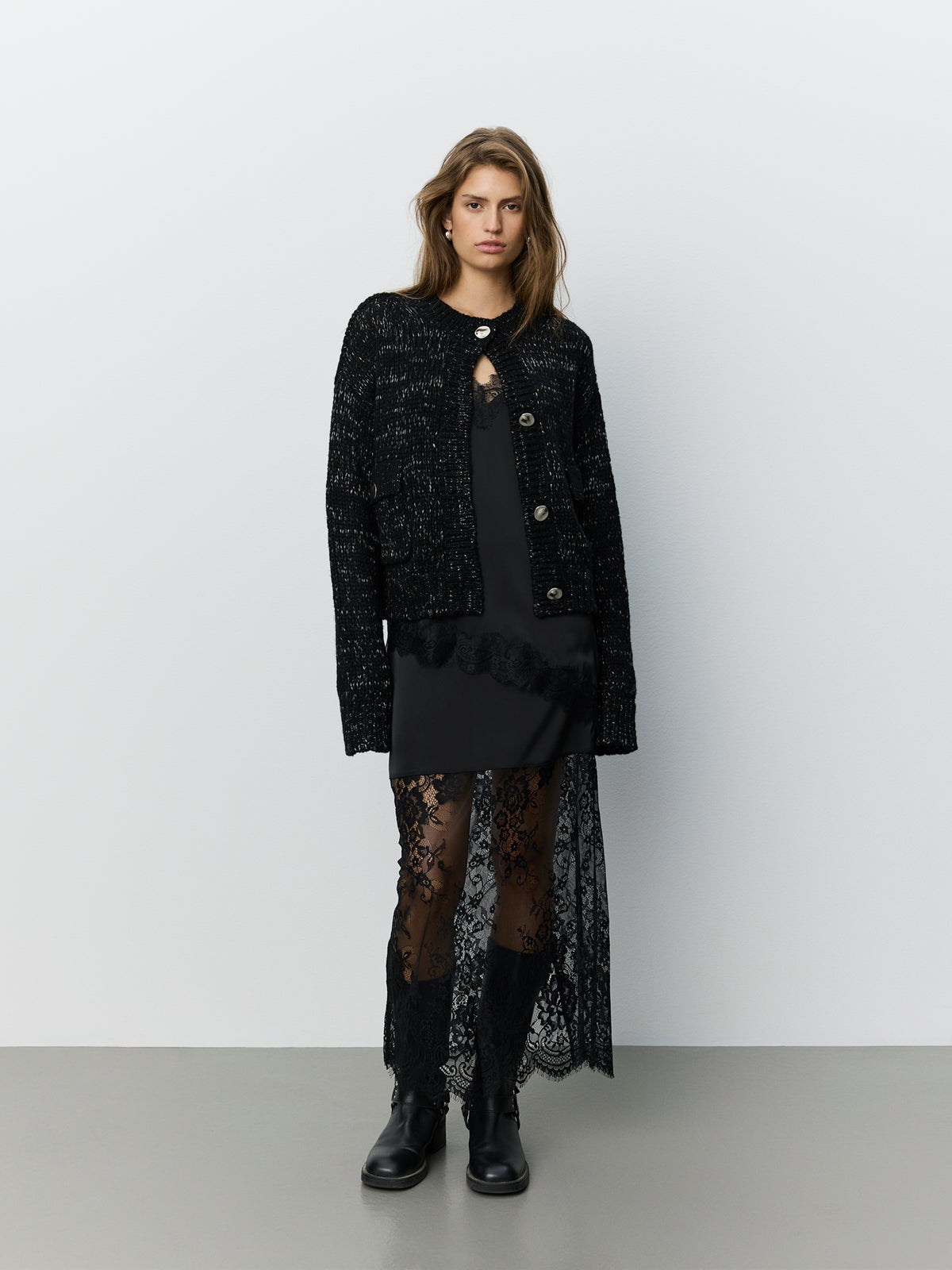 Sofie Schnoor WOMEN PILASW STRIK CARDIGAN Cardigan 1003 Black glitter