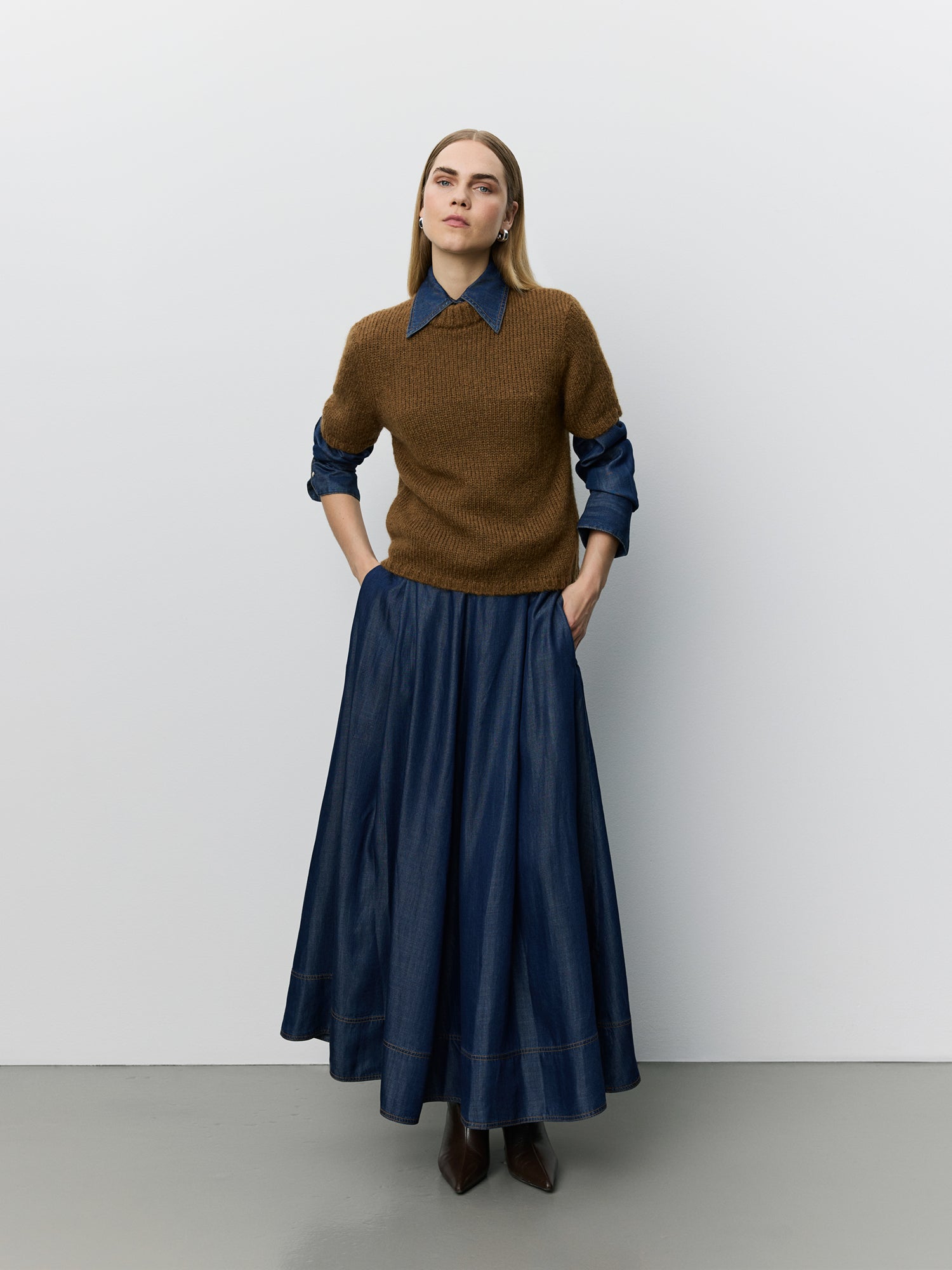 Sofie Schnoor WOMEN SAGASW KORTÆRMET STRIK SWEATER Strik 7164 Maple Brown