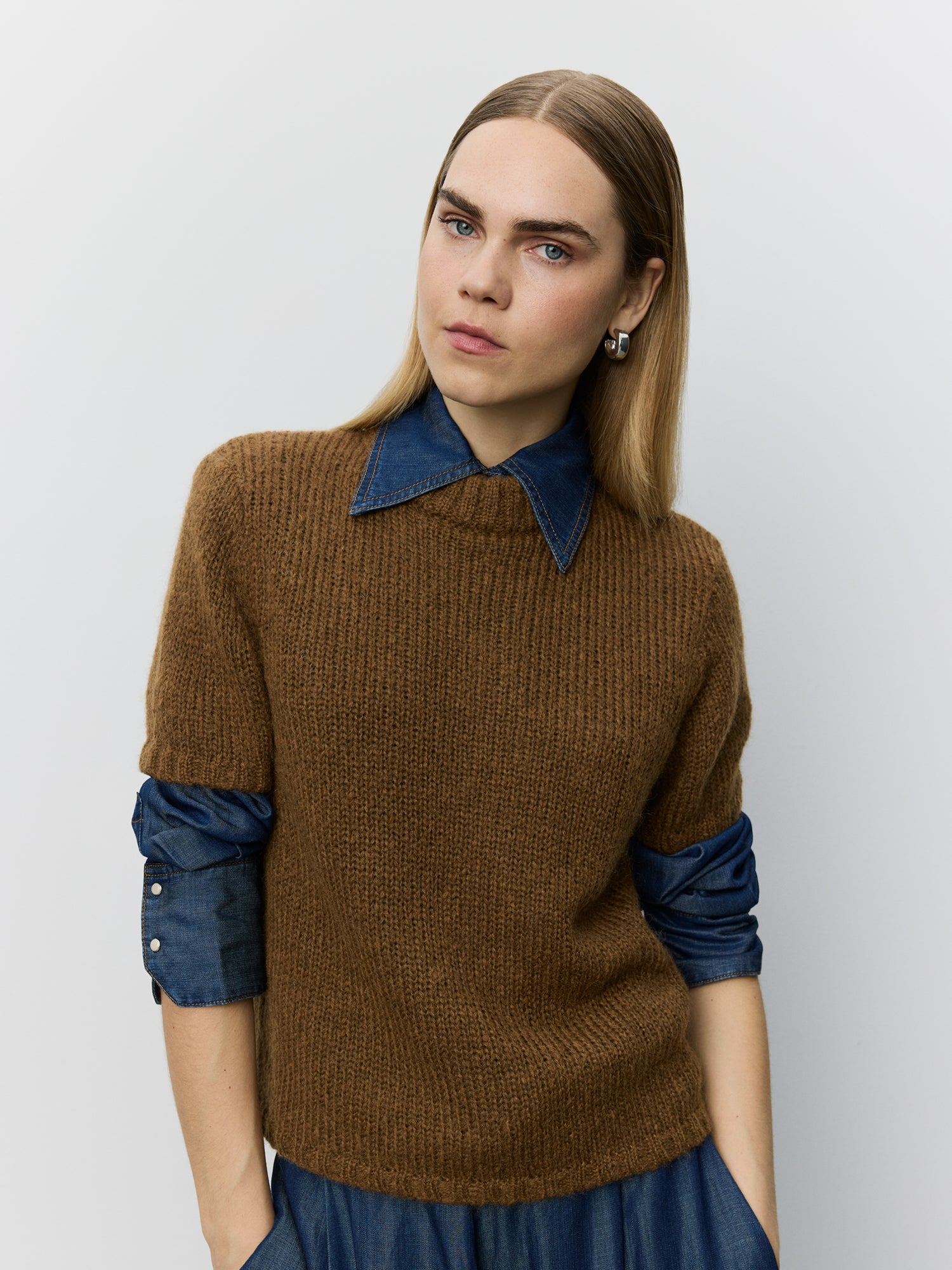 Sofie Schnoor WOMEN SAGASW KORTÆRMET STRIK SWEATER Strik 7164 Maple Brown