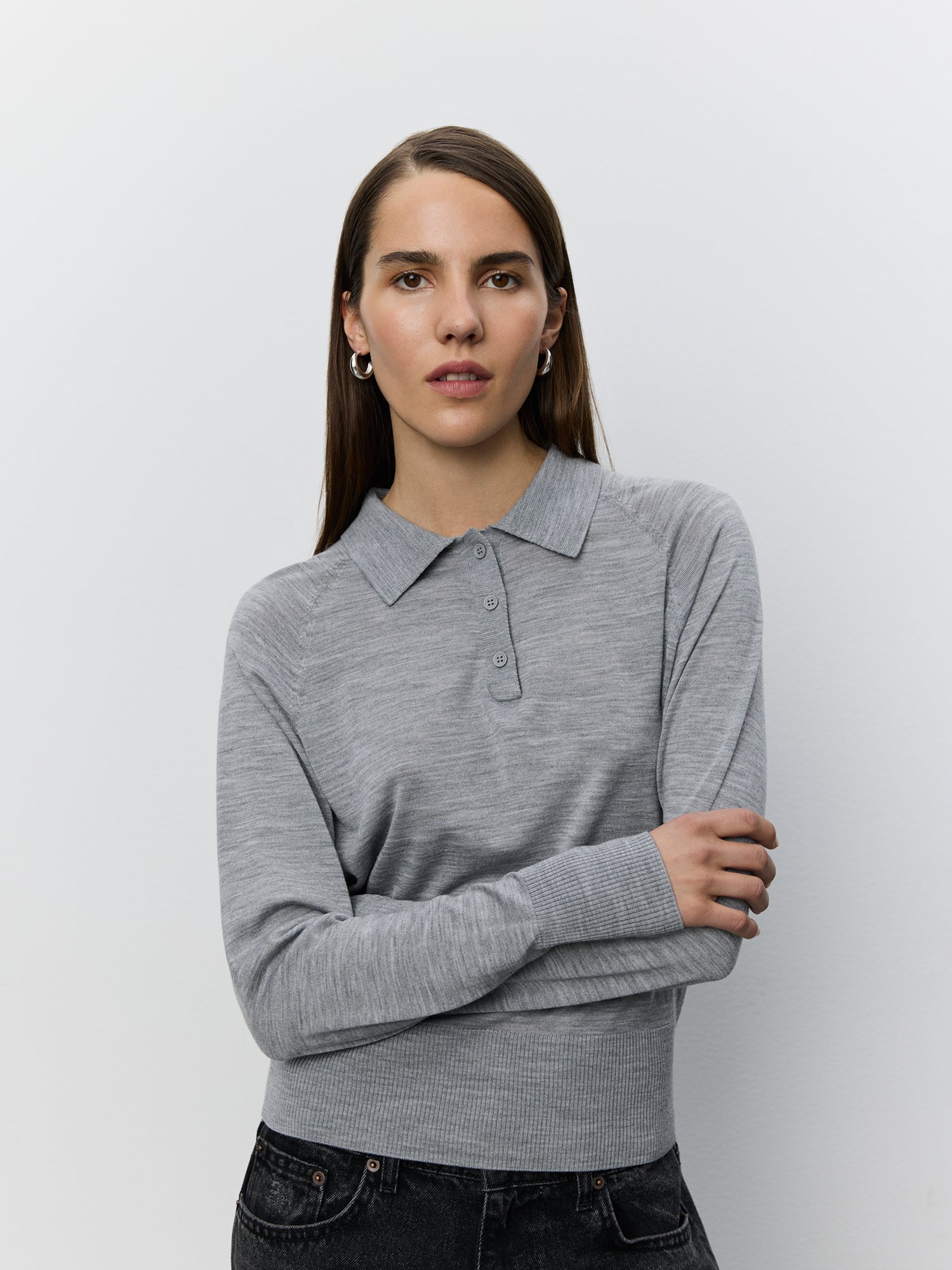 Sofie Schnoor WOMEN SELENESW KNIT POLO Strik 8000 Grey Melange