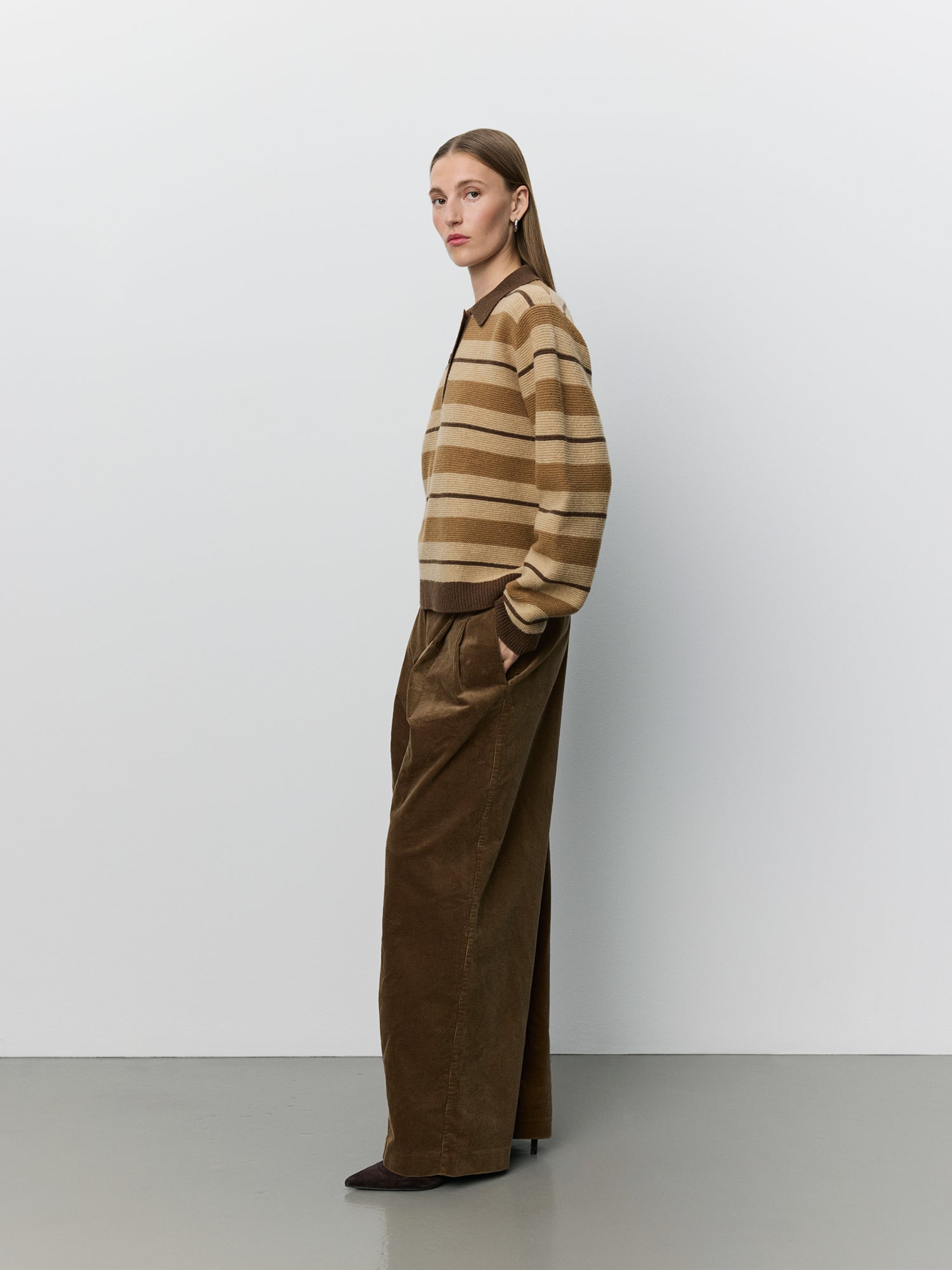 Sofie Schnoor WOMEN STORMASW STRIPET STRIK POLO Cardigan 7071 Brown melange