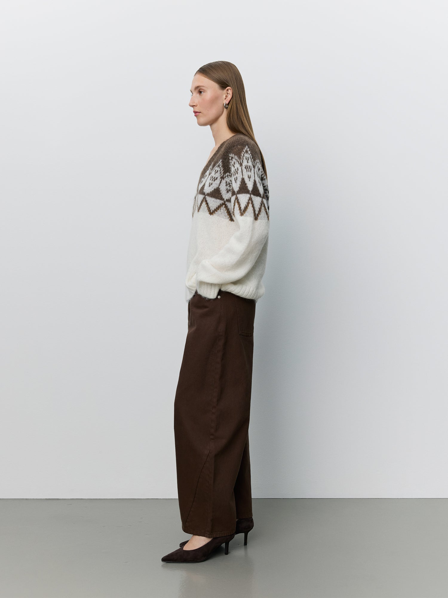 Sofie Schnoor WOMEN ALLEGRASW V-NECK STRIK SWEATER Cardigan 9144 Off White - Brown