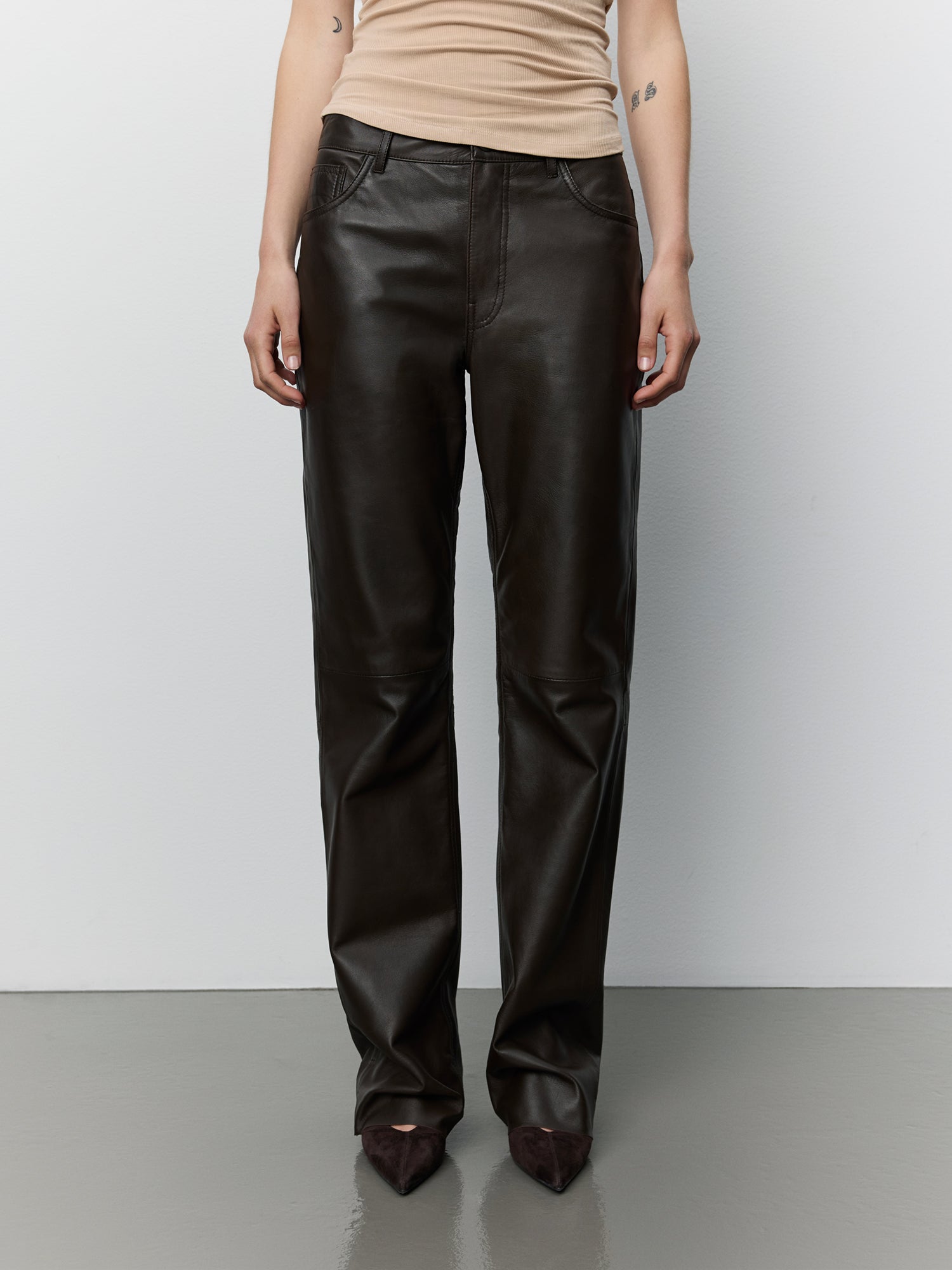 Sofie Schnoor WOMEN GATTISW LÆDERBUKSER Buks 7025 Dark brown