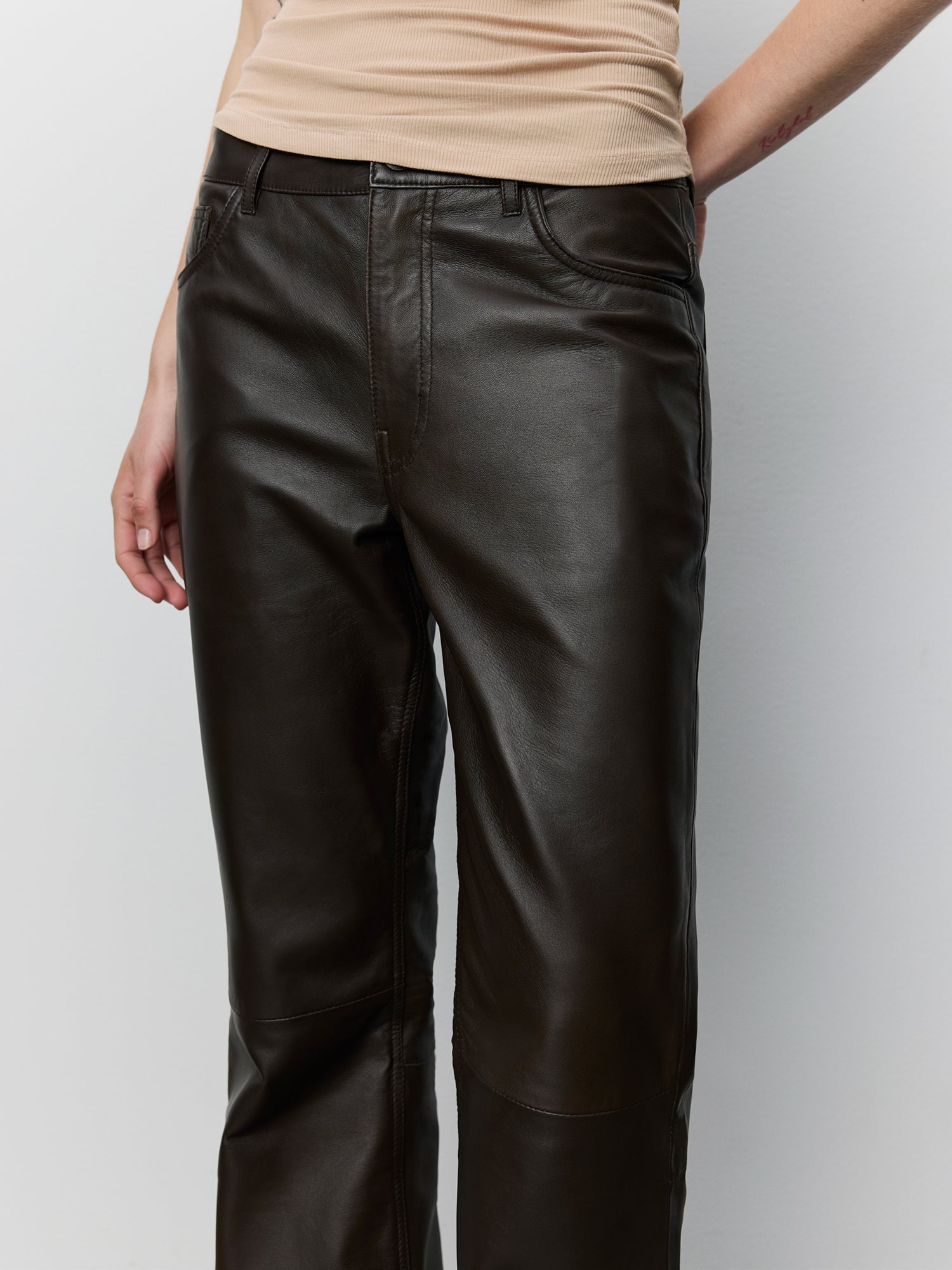Sofie Schnoor WOMEN GATTISW LÆDERBUKSER Buks 7025 Dark brown
