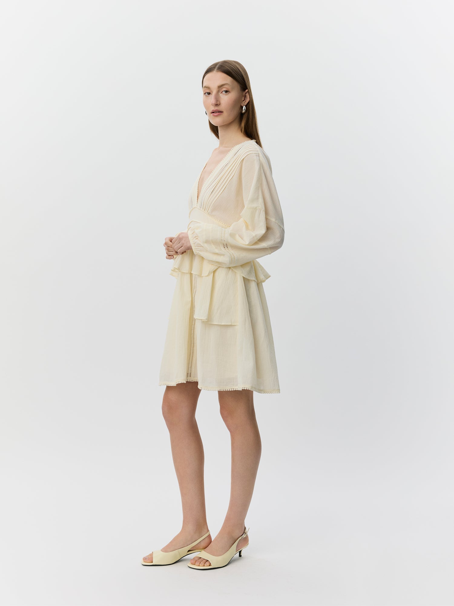 Sofie Schnoor WOMEN JOUVESW BLONDE DETALJE MIDI KJOLE Kjole 0159 Cream White