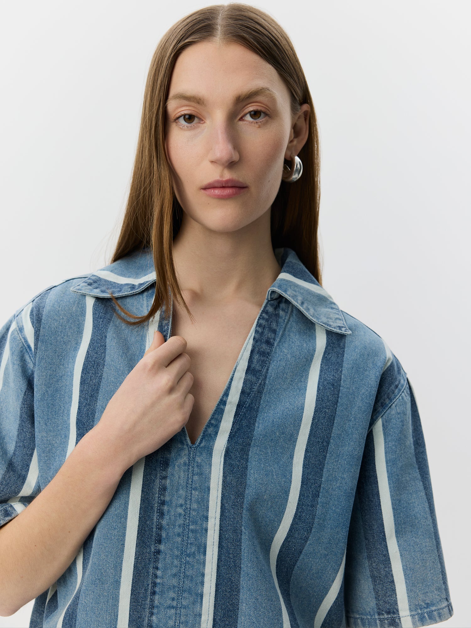 Sofie Schnoor WOMEN MAKISW STRIPET DENIM SKJORTE Skjorte 5123 Blue denim Stripe
