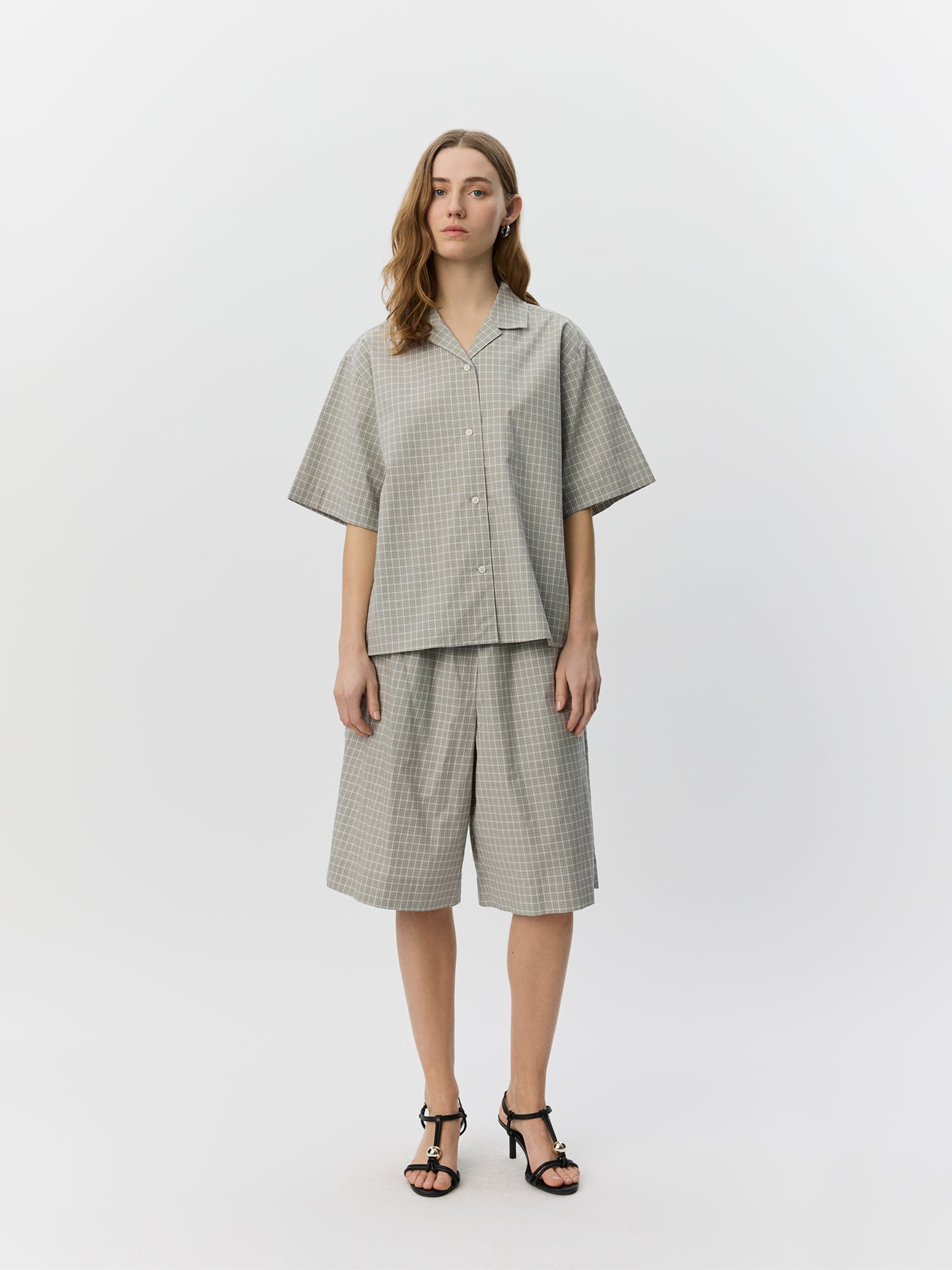 Sofie Schnoor WOMEN MAVISSW KORTÆRMET SKJORTE Skjorte 8040 Grey check