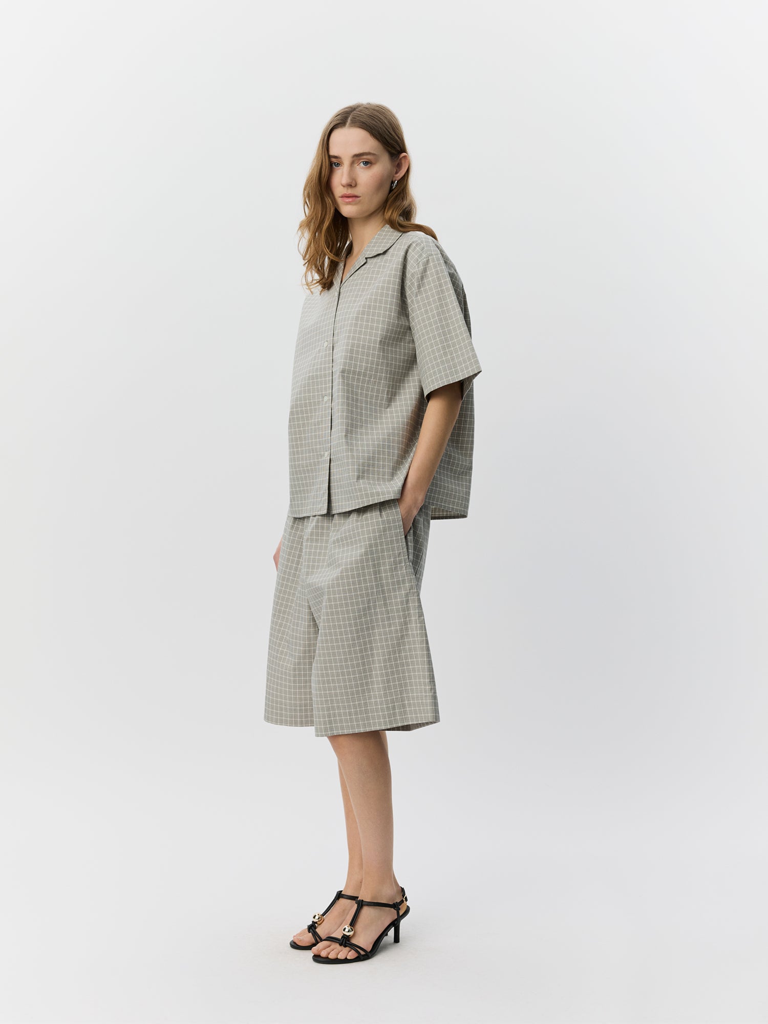Sofie Schnoor WOMEN MAVISSW KORTÆRMET SKJORTE Skjorte 8040 Grey check
