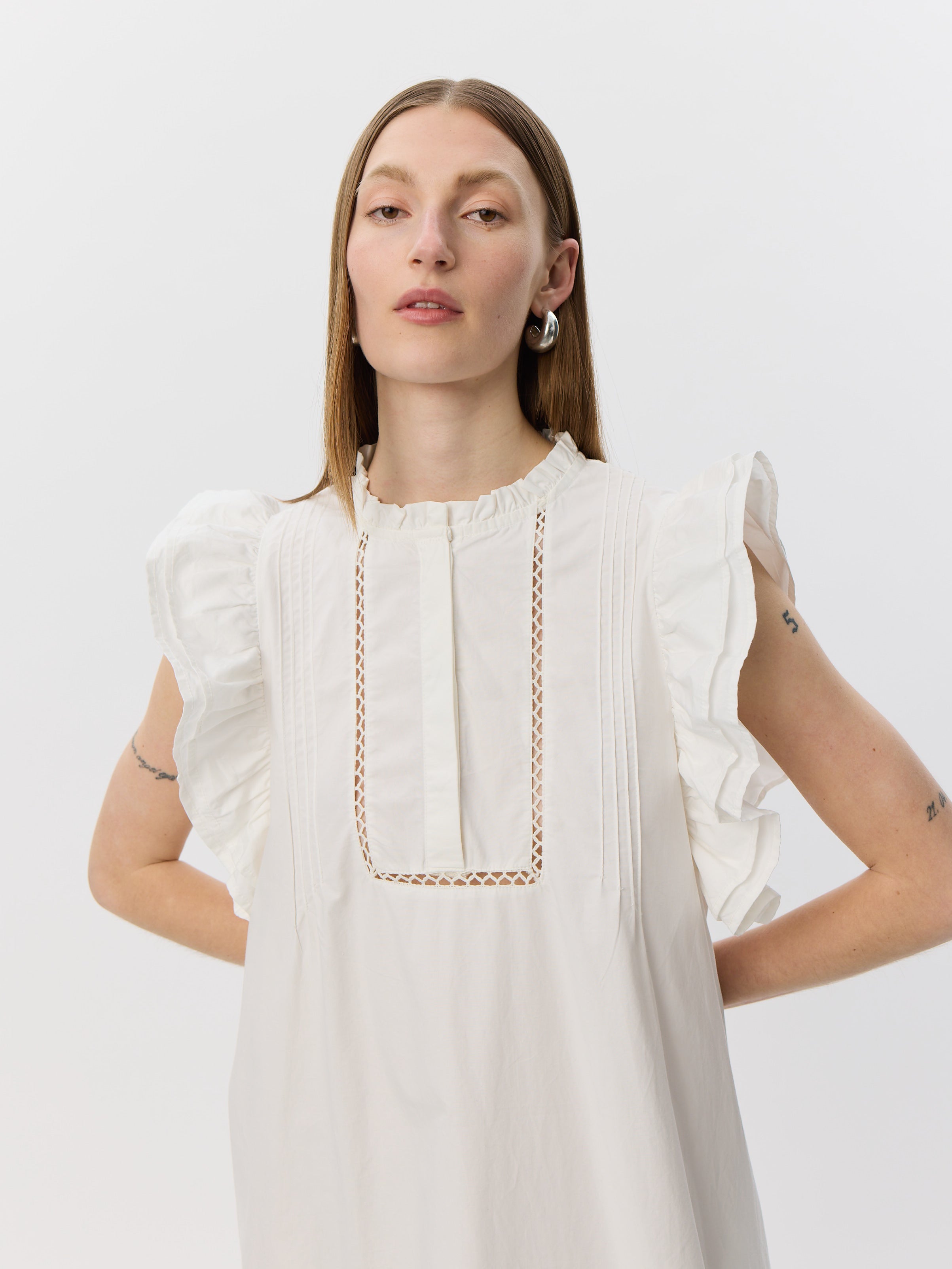 Sofie Schnoor WOMEN OTANIASW FRILL BOMULDSKJOLE Kjole 0141 White Alyssum