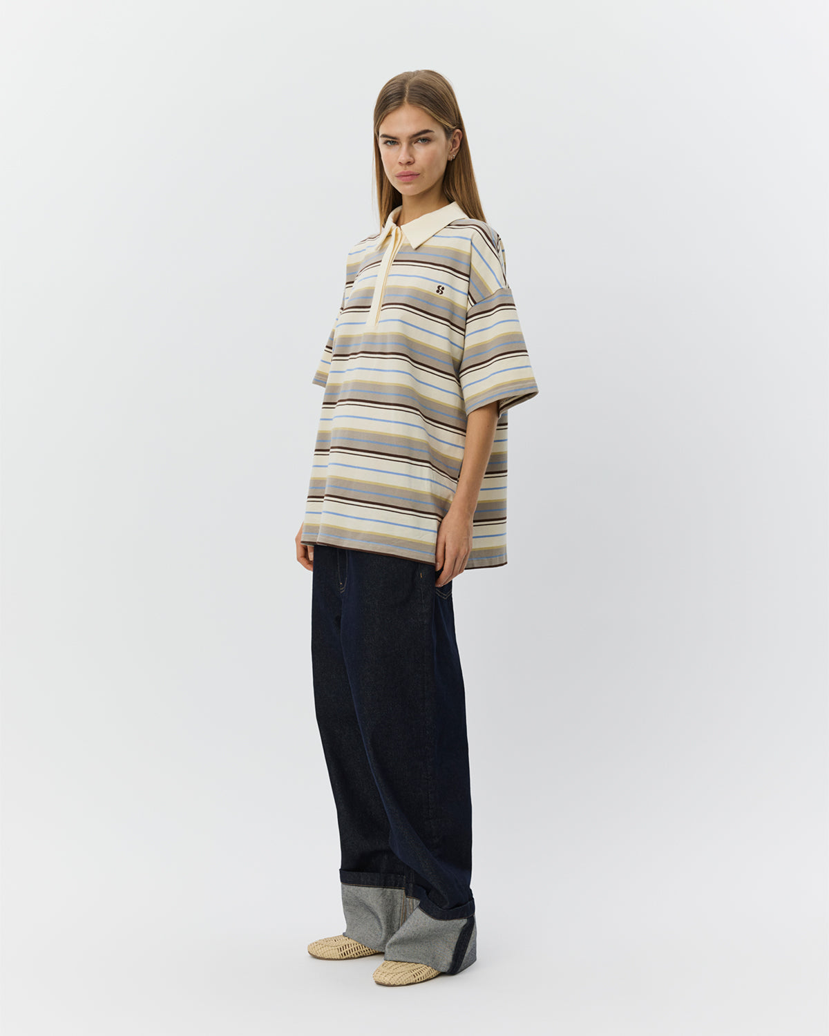Sofie Schnoor WOMEN PILSW OVERSIZE STRIBET POLO T-SHIRT T-shirt 0140 Off White Striped