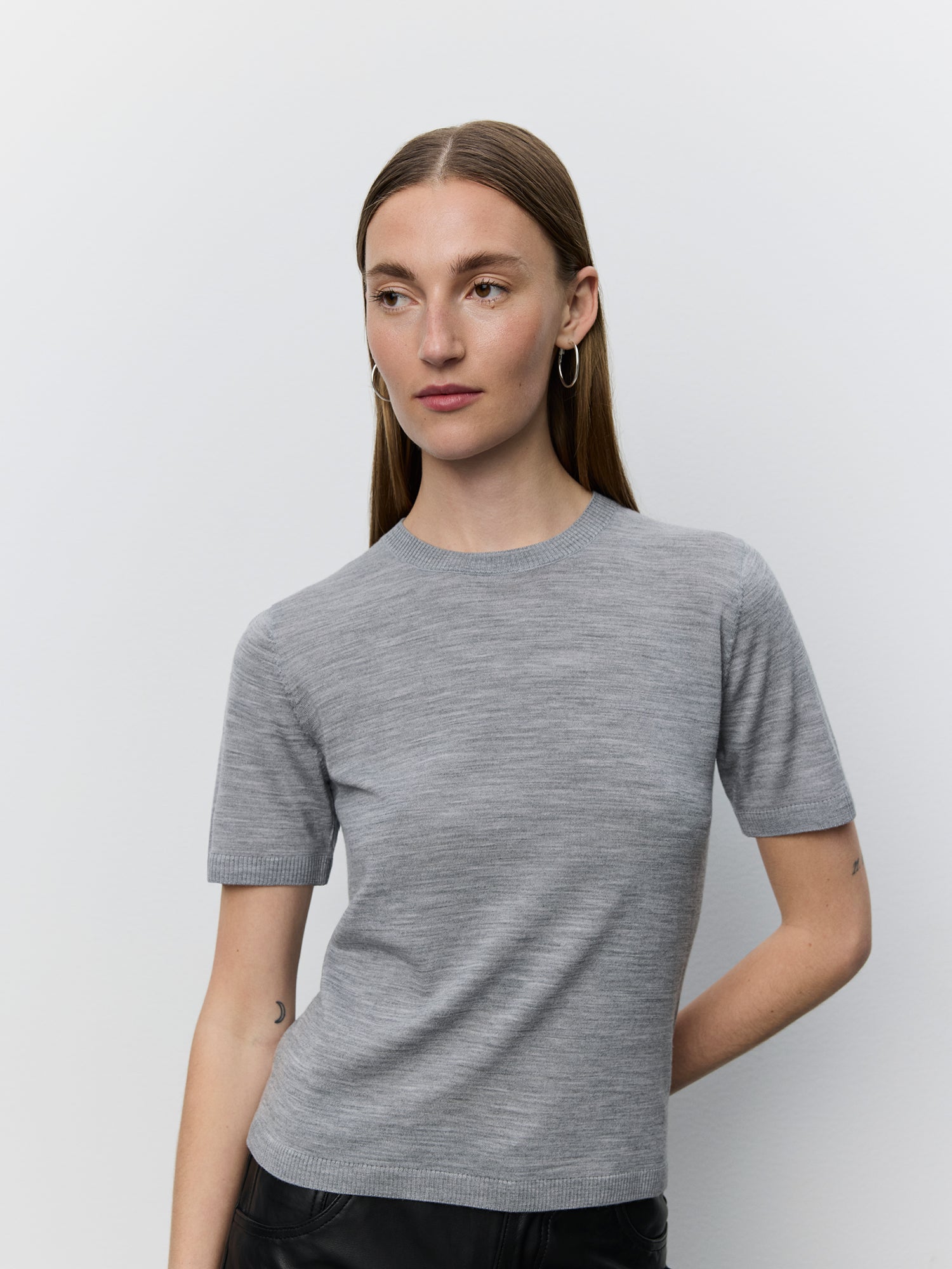 Sofie Schnoor WOMEN SORELLASW SHORT SLEEVE KNIT BLOUSE Bluse 8000 Grey Melange